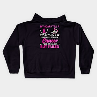 My Scars Tell A Story Breast Cancer Awareness Ribbon Kids Hoodie